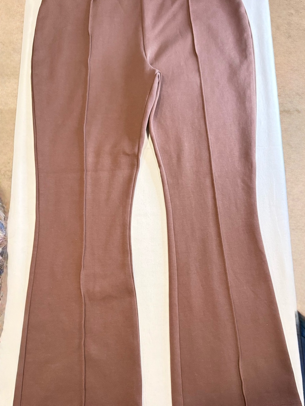 ASOS Mauve-Brown Ponte Seam-Front Flare Pants